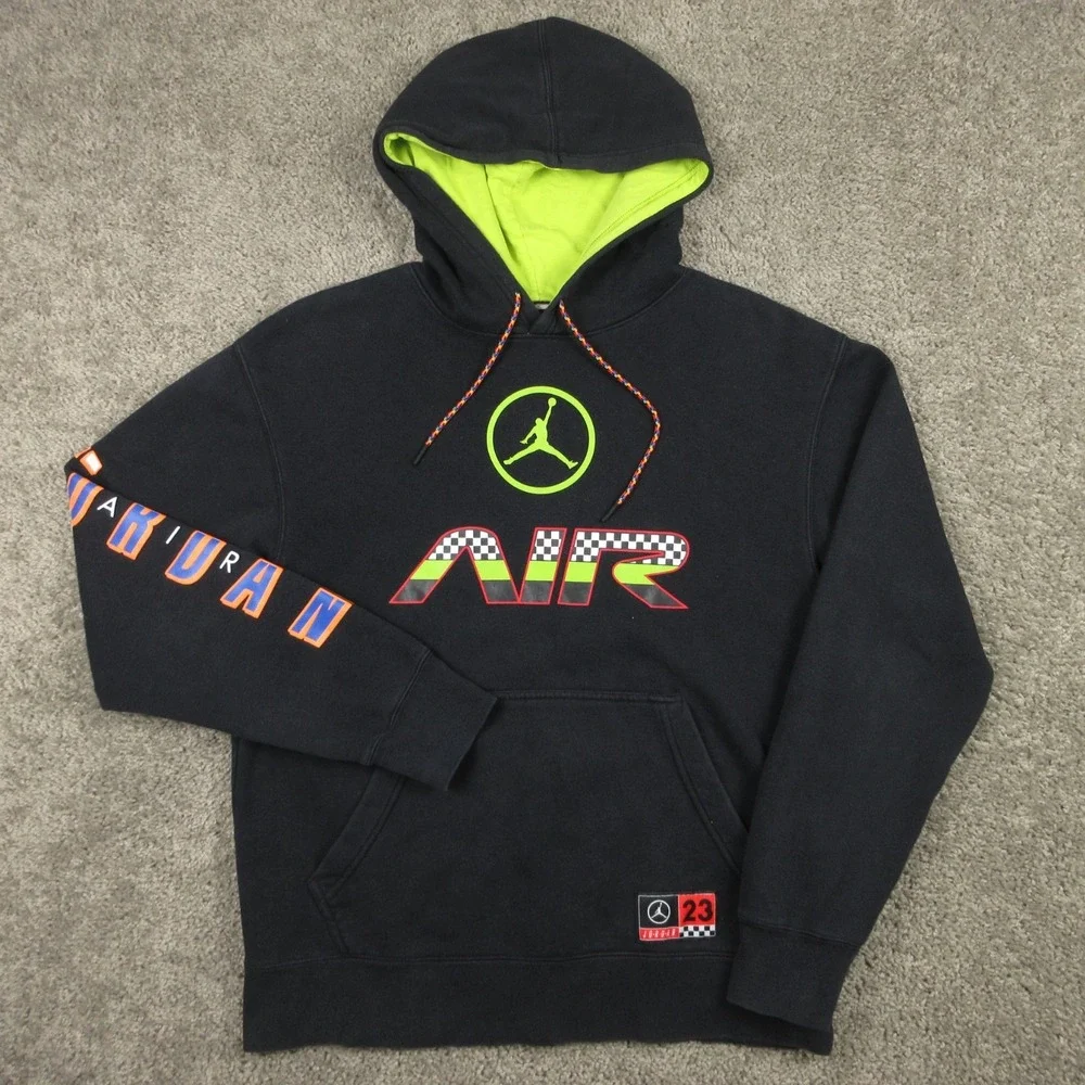 Jordan Sweater Mens Medium Black Sport DNA Racing Pullover Hoodie Sweatshirt